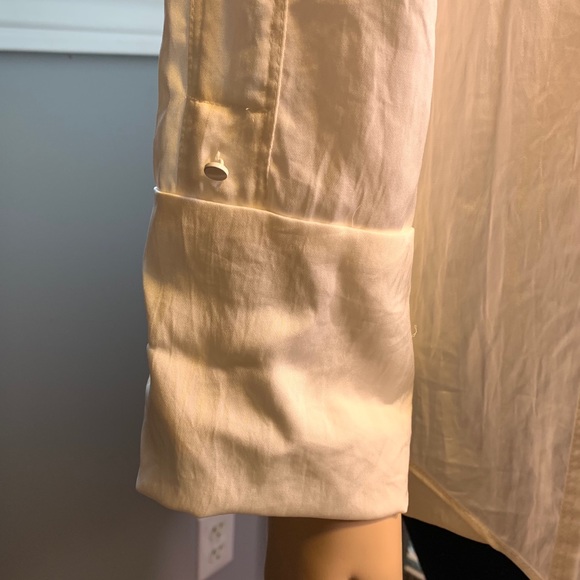 Anne Klein White Loose Sheer Button Down Blouse - Picture 6 of 10